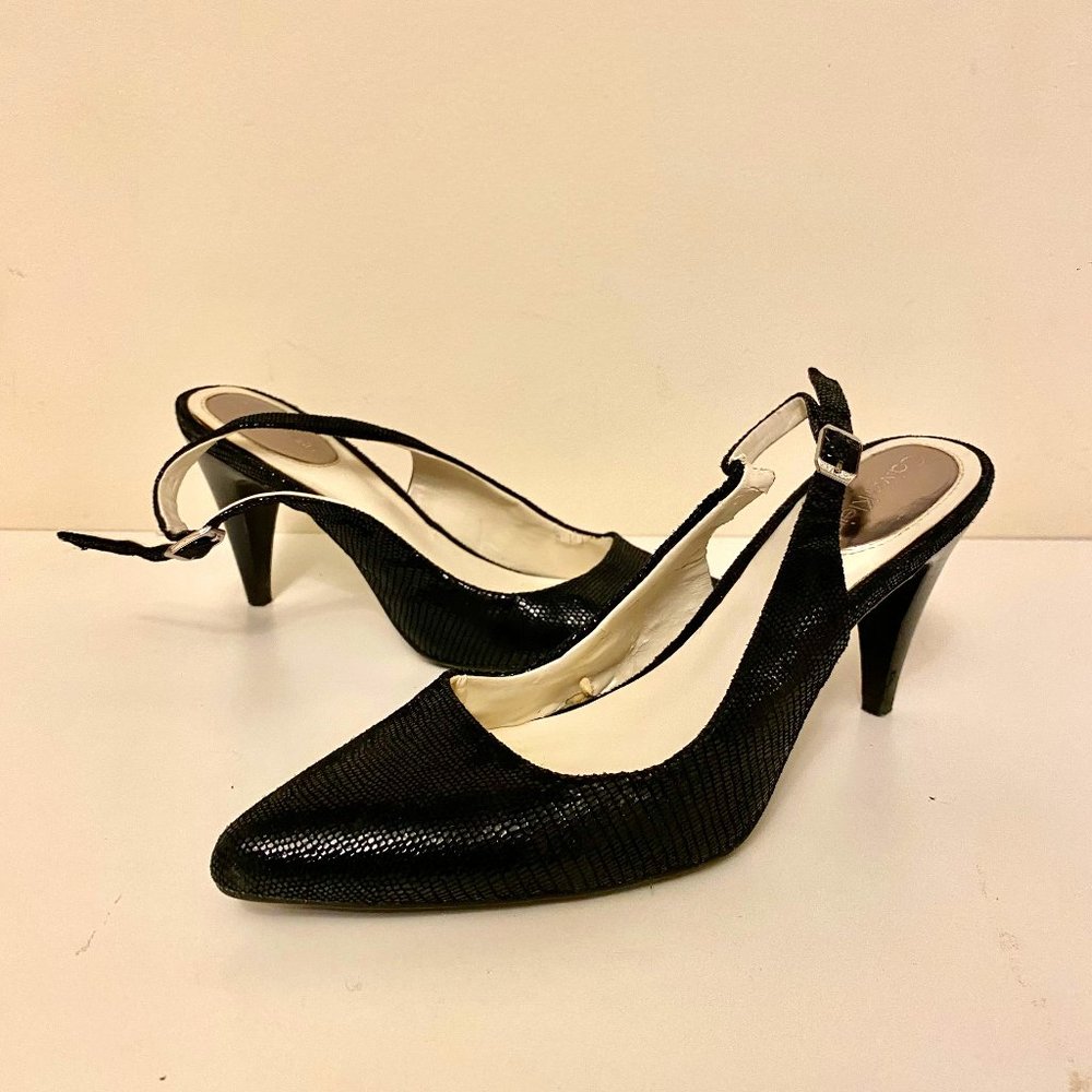 Calvin Klein Black Leather Sling Back Heels Size 6 (36)